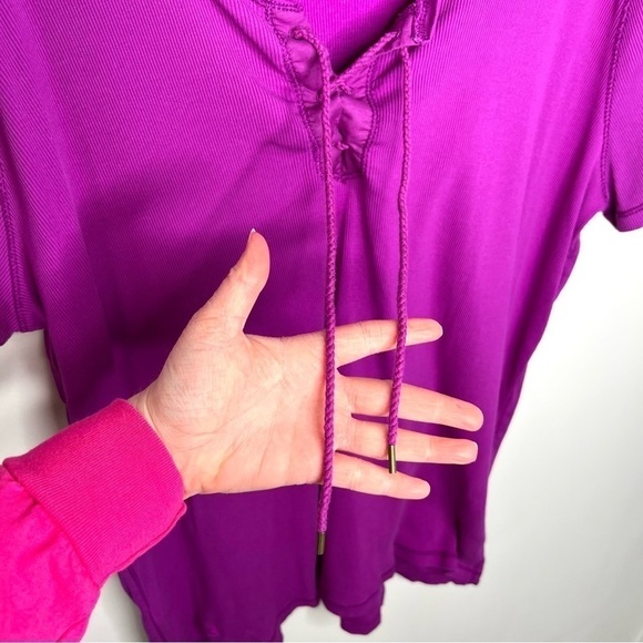 Lauren Ralph Lauren Purple Lace Up Ribbed T-Shirt Size 3X Plus Size - Picture 8 of 17